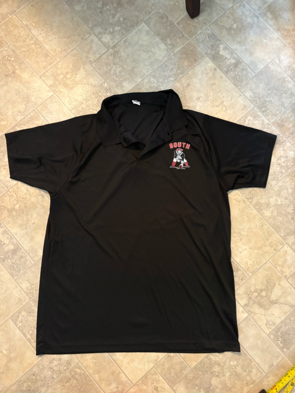 NE Patriots Black Men's Polo Shirt with Red Embroidered Crest